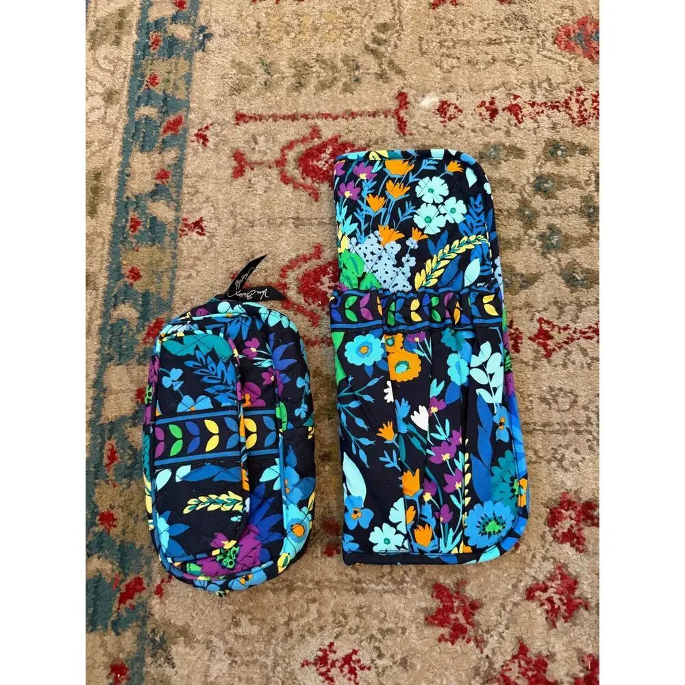 Vera Bradley Cosmetic Case Bag & Matching Case Daisy Paisley Rosey Garden Java